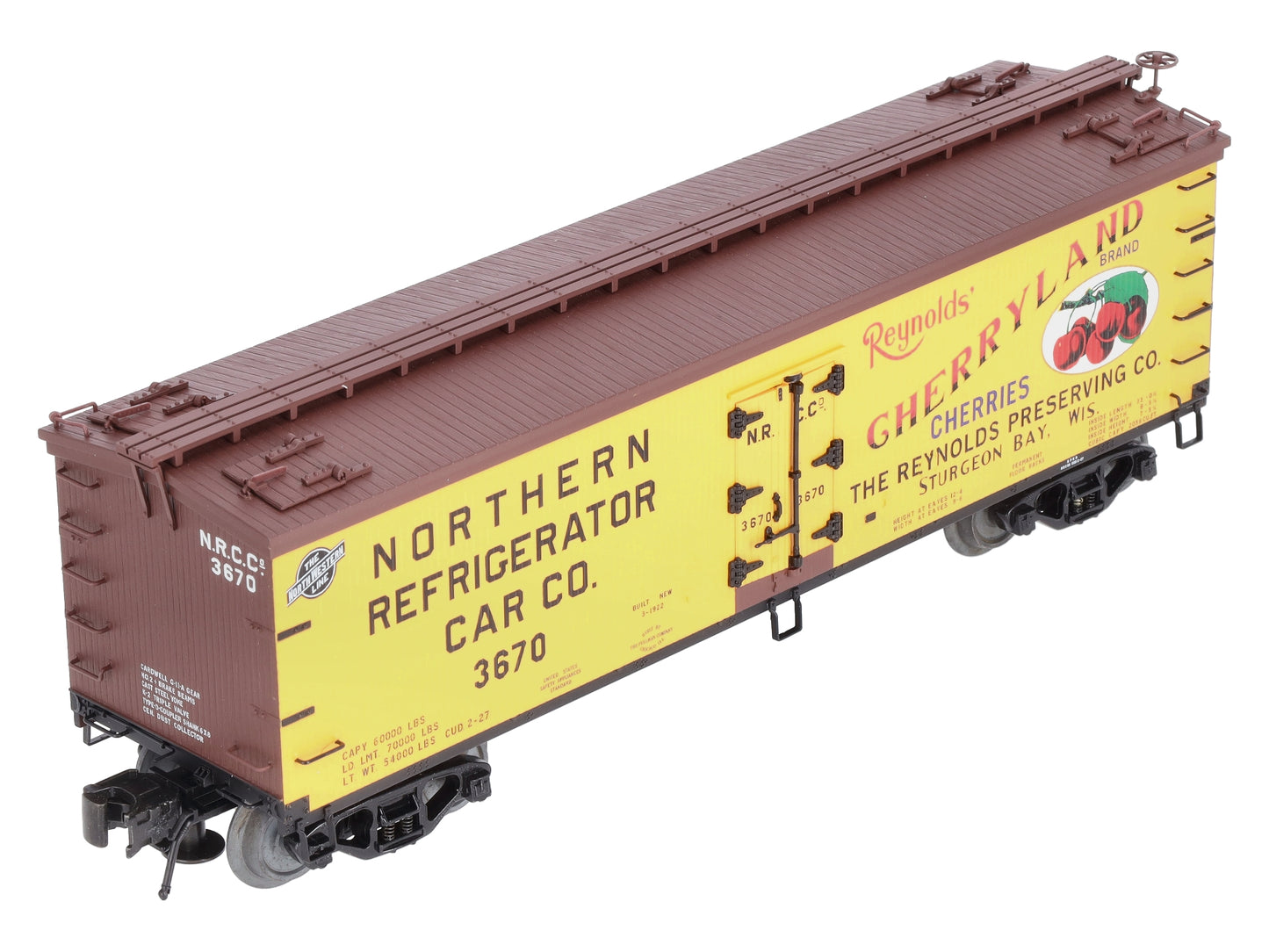 Atlas 8109-1 O Gauge Cherryland 40' Woodside Reefer Car #3670 (3 Rail) NIB