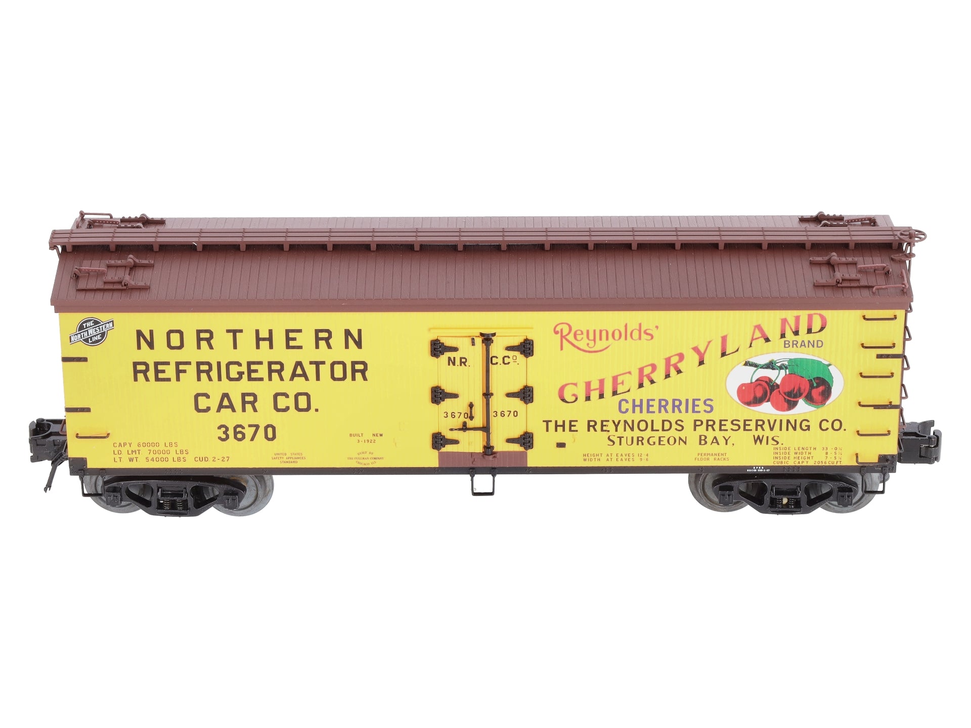 Atlas 8109-1 O Gauge Cherryland 40' Woodside Reefer Car #3670 (3 Rail) NIB