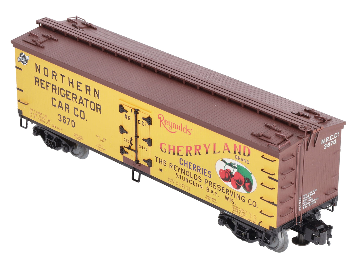 Atlas 8109-1 O Gauge Cherryland 40' Woodside Reefer Car #3670 (3 Rail) NIB