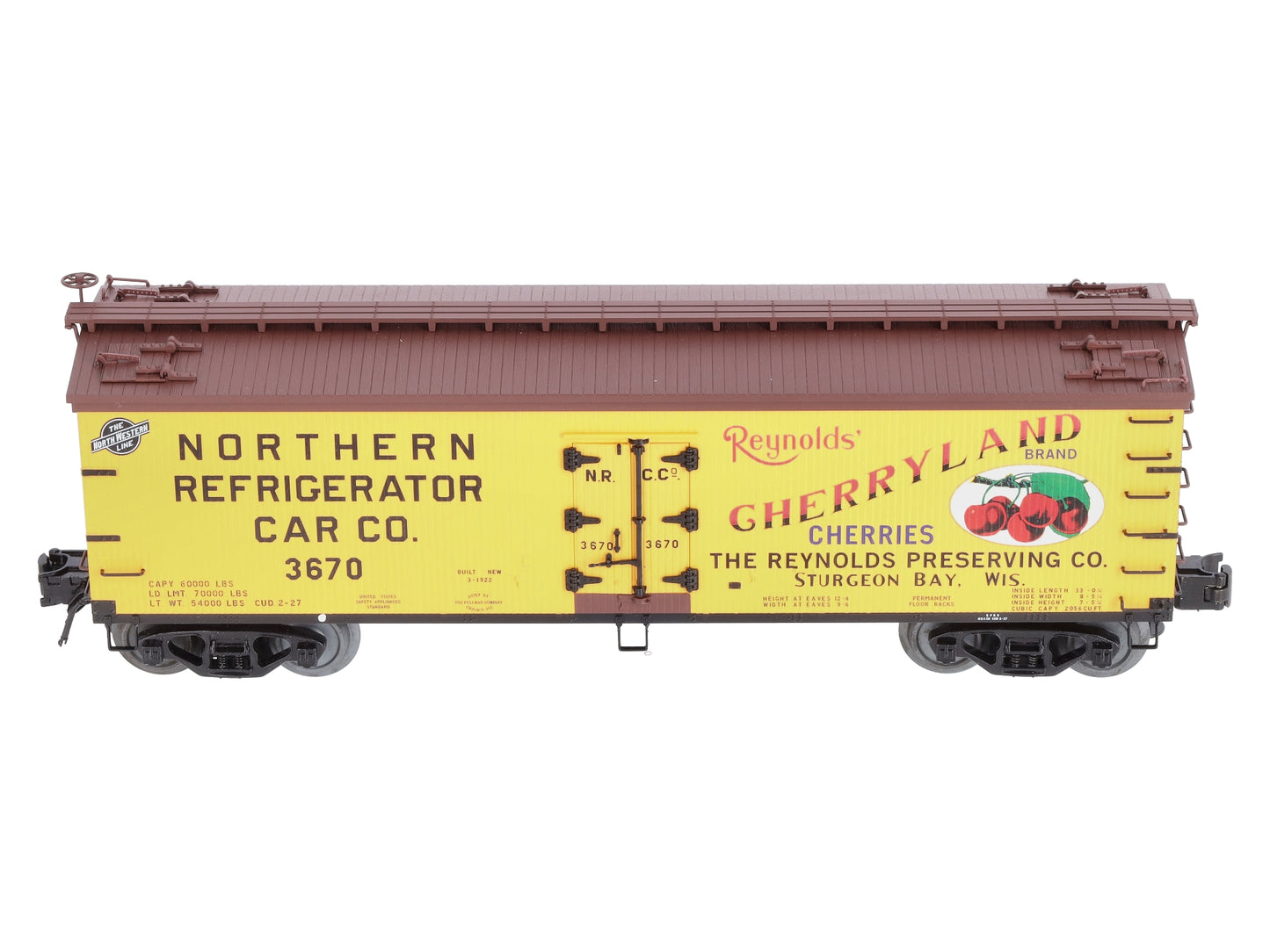 Atlas 8109-1 O Gauge Cherryland 40' Woodside Reefer Car #3670 (3 Rail) NIB