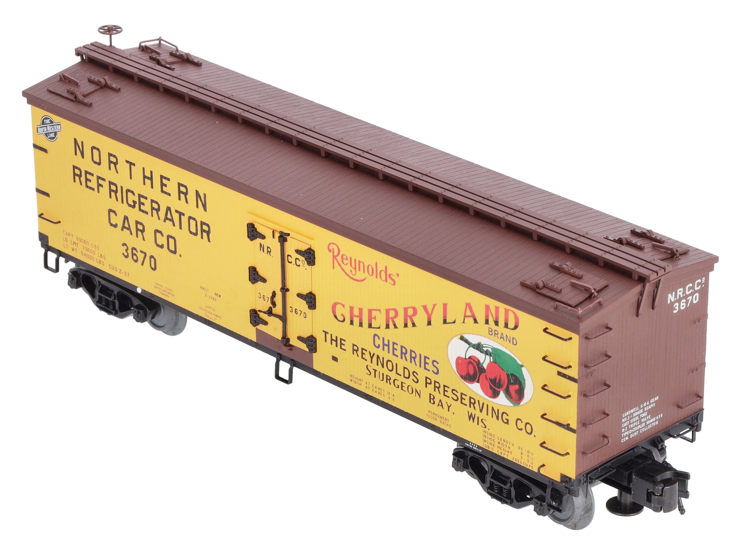 Atlas 8109-1 O Gauge Cherryland 40' Woodside Reefer Car #3670 (3 Rail) NIB