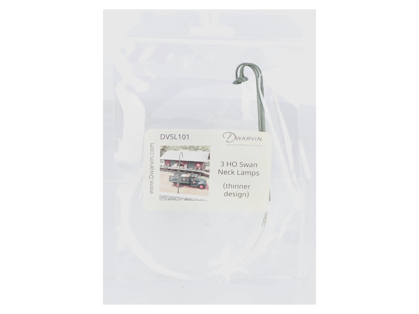 Dwarvin DVSL101 HO/On3/On30/S Swan / Goose Neck Lamps Fiber-Lit (Pack of 3)