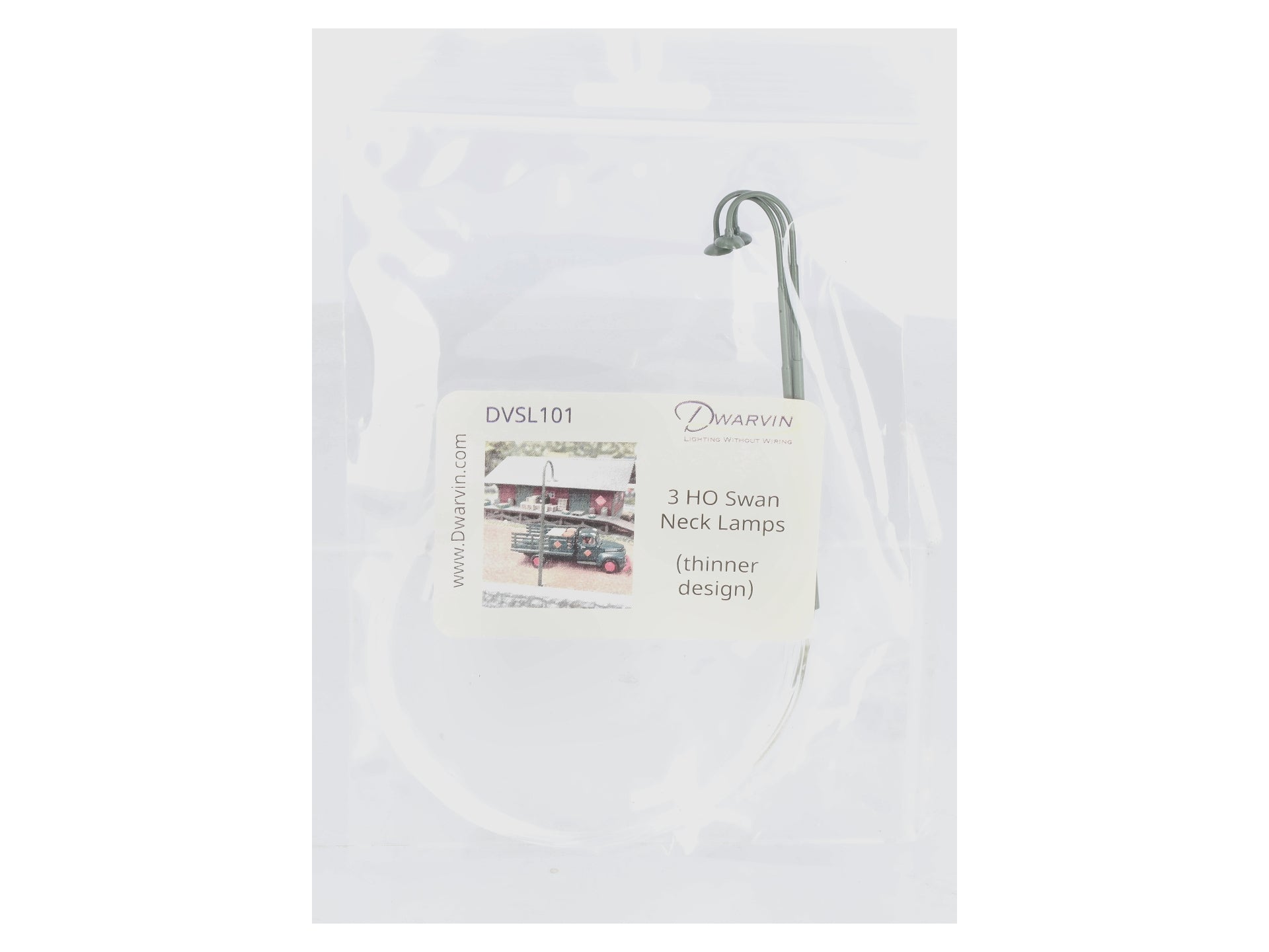 Dwarvin DVSL101 HO/On3/On30/S Swan / Goose Neck Lamps Fiber-Lit (Pack of 3)