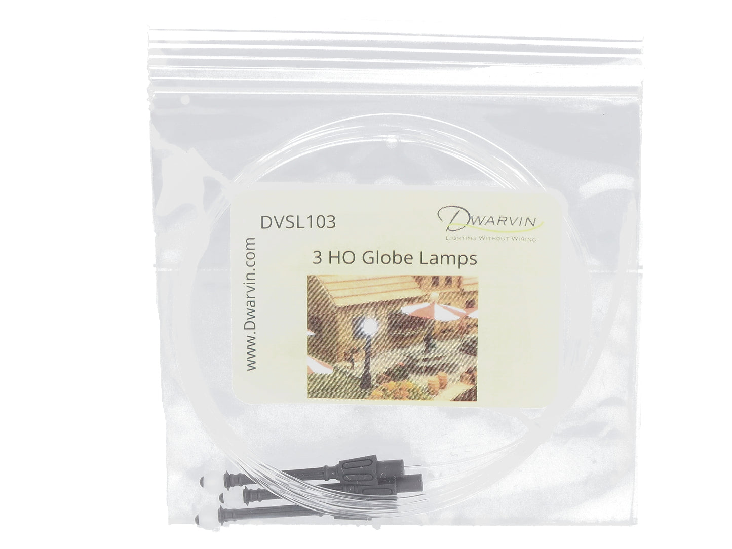 Dwarvin DVSL103BL HO Fiber-Lit Globe Lamps (Pack of 3)
