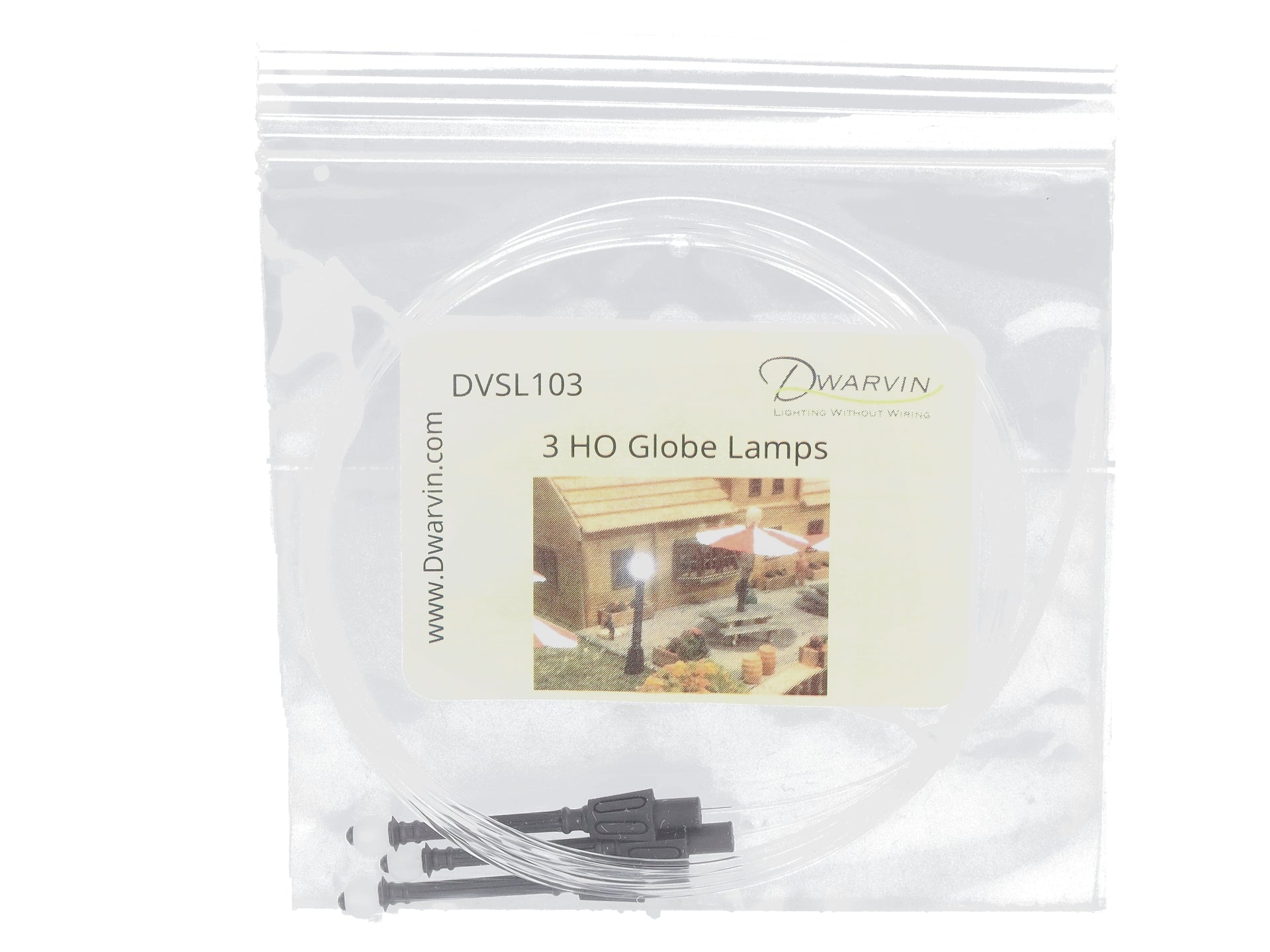Dwarvin DVSL103BL HO Fiber-Lit Globe Lamps (Pack of 3)