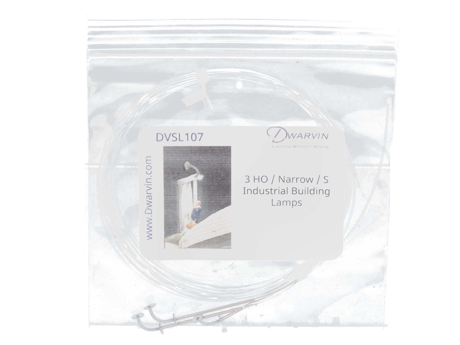 Dwarvin DVSL107 HO/On30/On3/S Fiber-Lit Industrial Building Lamps (3 Pack)
