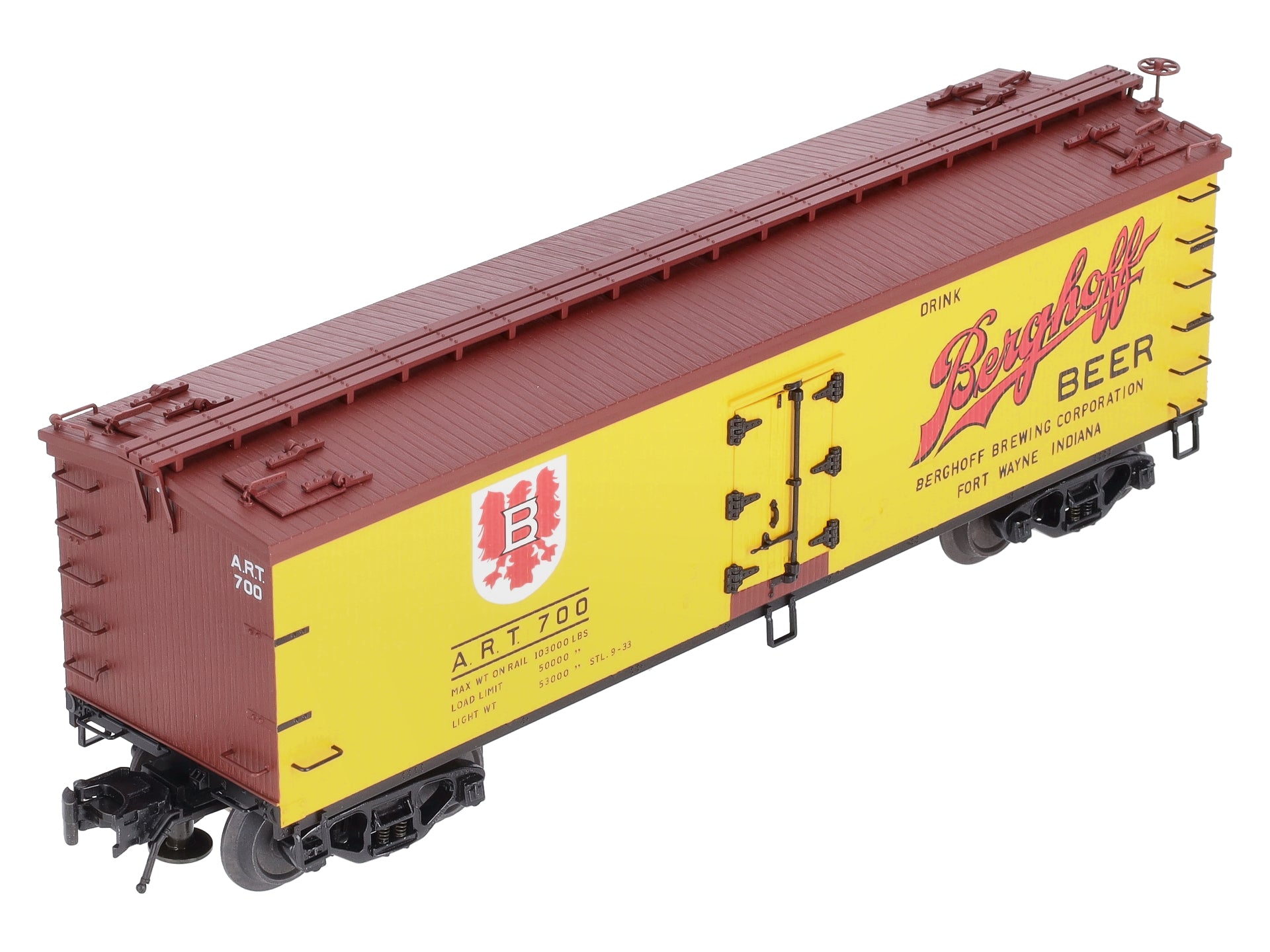 Atlas 8185-1 O Gauge 40' Wood Reefer Berghoff Beer #700 LN/Box