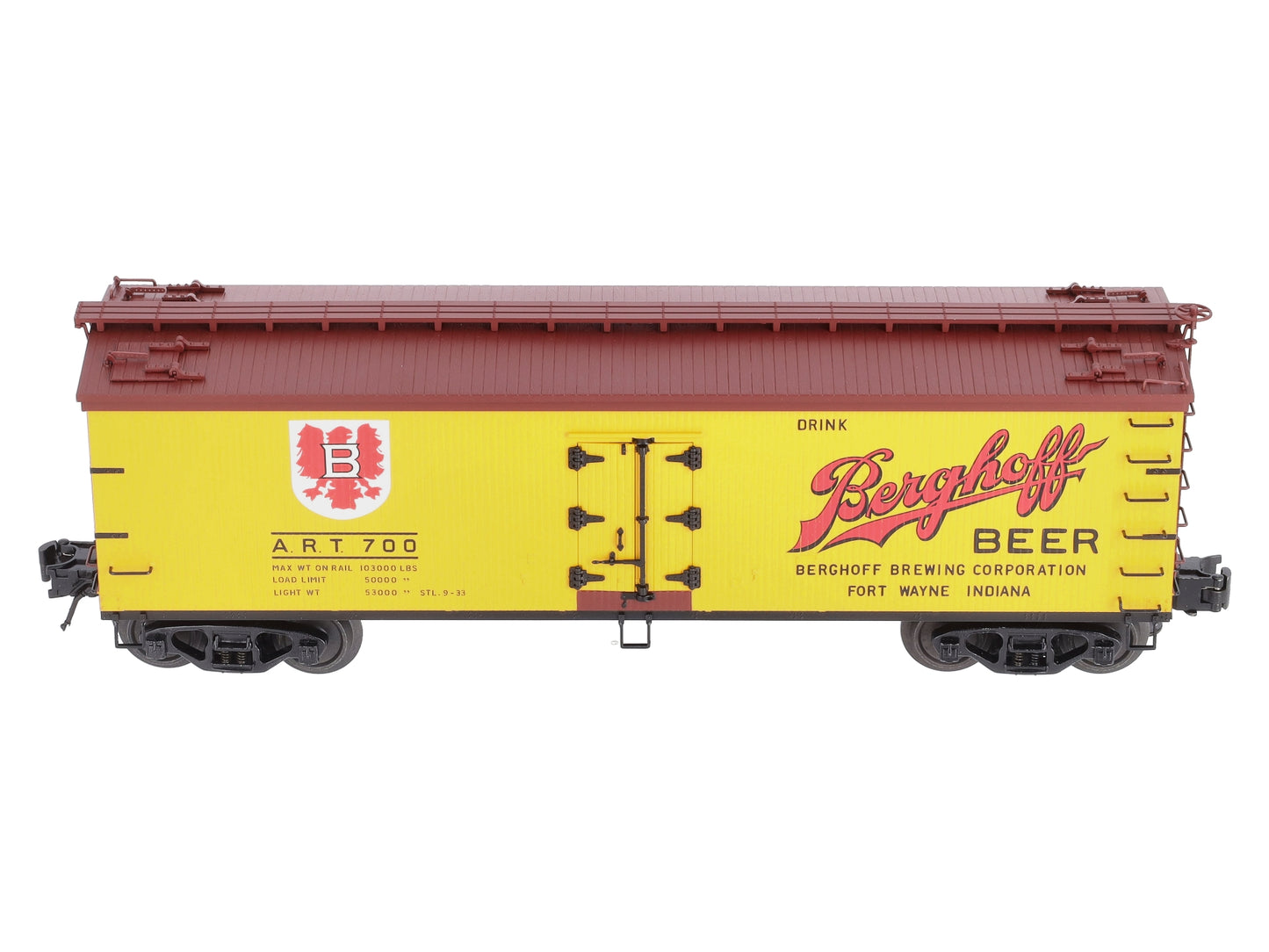 Atlas 8185-1 O Gauge 40' Wood Reefer Berghoff Beer #700 LN/Box