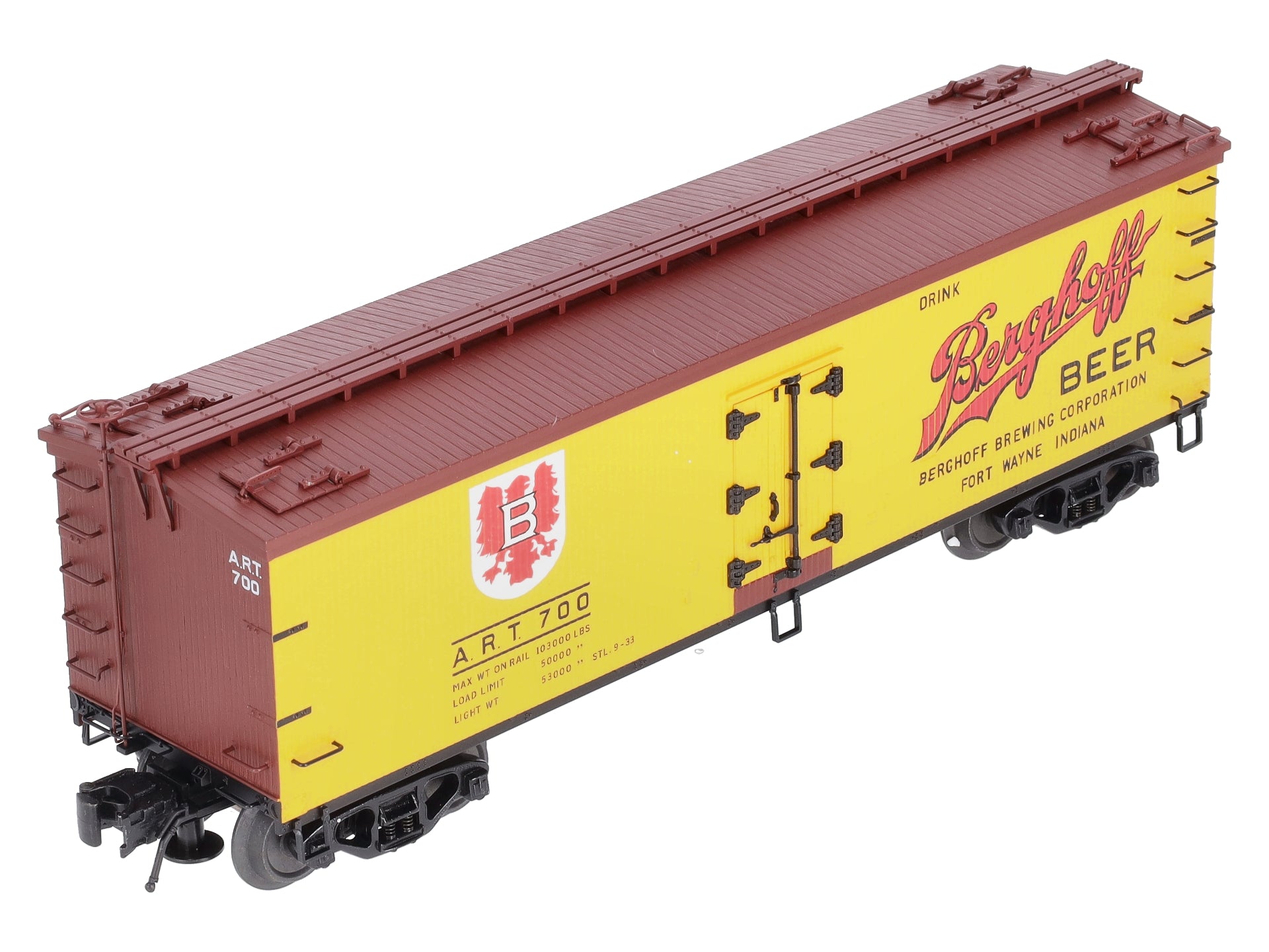 Atlas 8185-1 O Gauge 40' Wood Reefer Berghoff Beer #700 LN/Box
