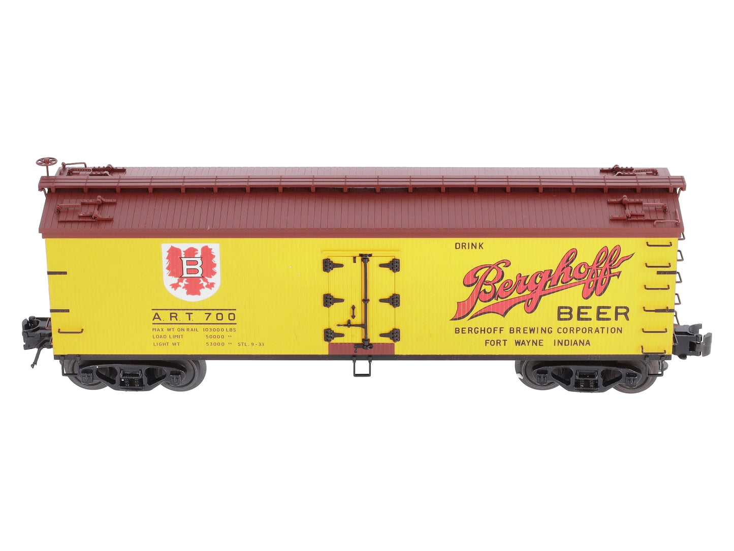 Atlas 8185-1 O Gauge 40' Wood Reefer Berghoff Beer #700 LN/Box