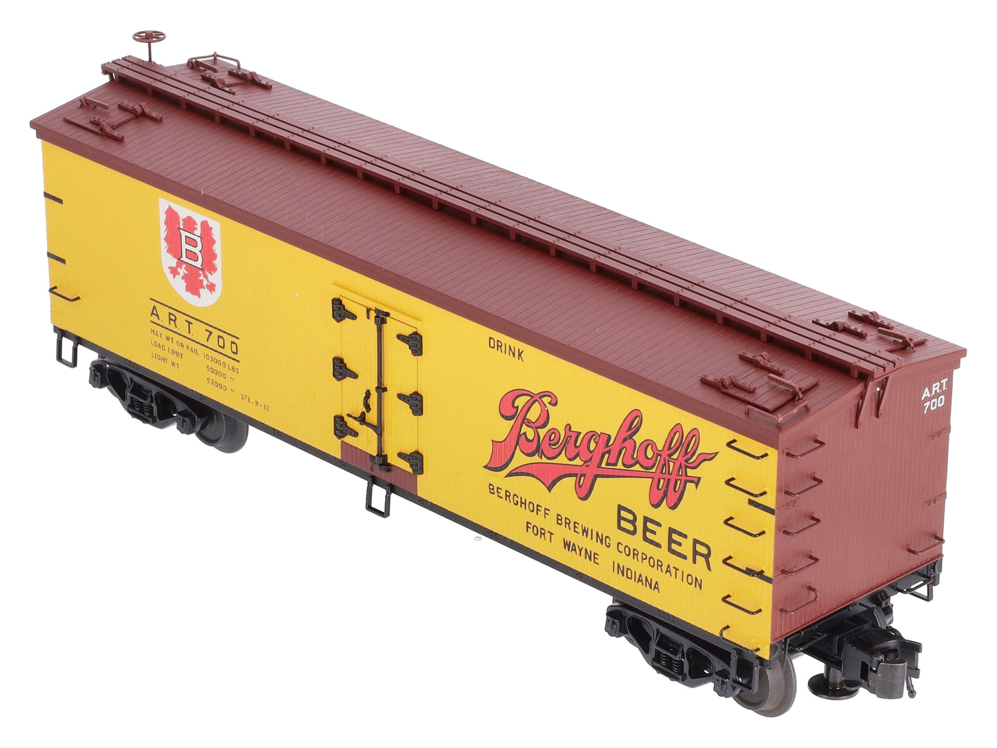 Atlas 8185-1 O Gauge 40' Wood Reefer Berghoff Beer #700 LN/Box