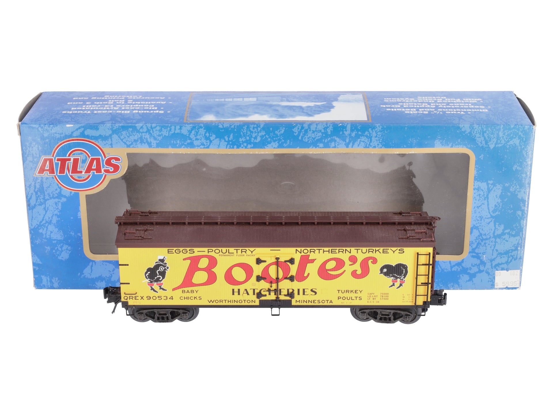 Atlas 6732-1 O Boote's Hatcheries Refrigerator Car #90534 - 3-Rail LN/Box