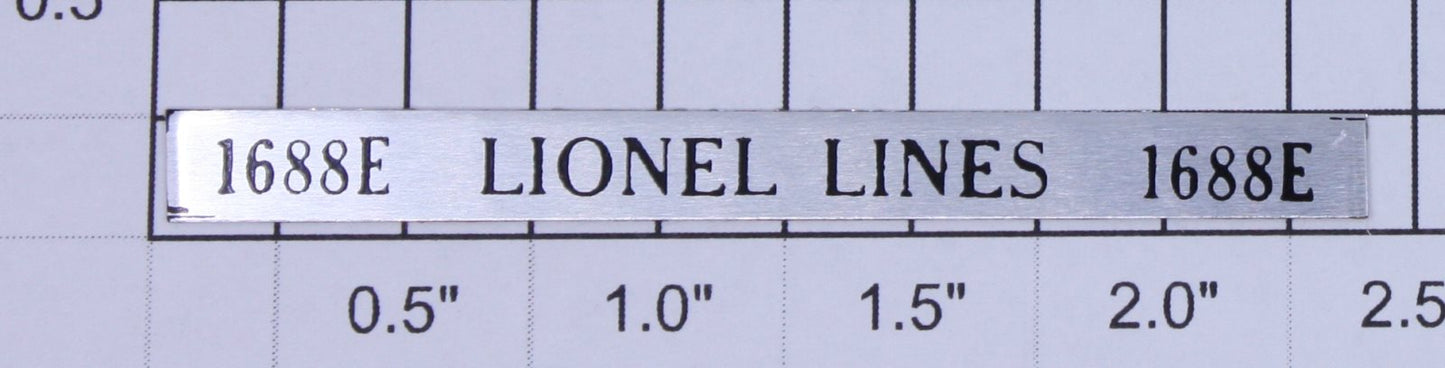 Lionel 1688E-22 "1688E Lionel Lines 1688E" Sticker Nameplate with Adhesive