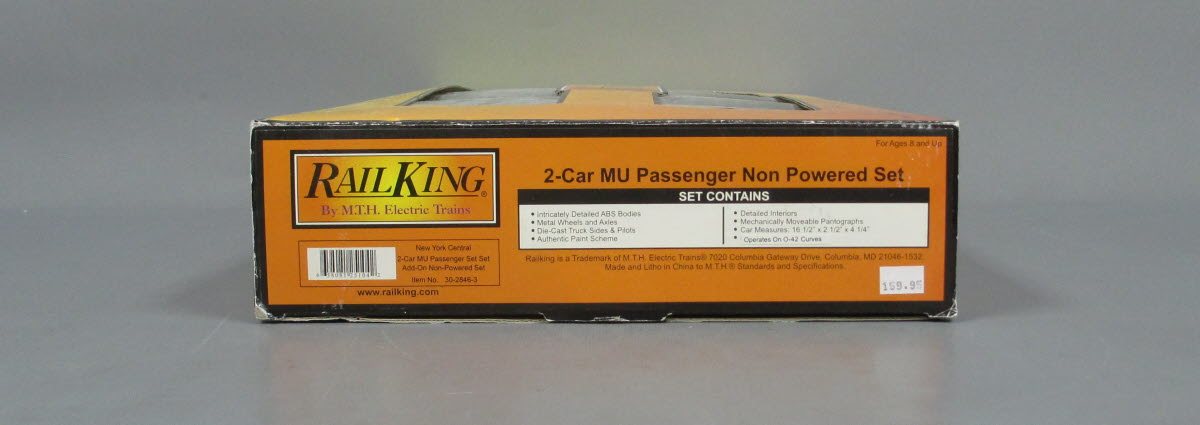 MTH 30-2846-3 O New York Central MU Passenger Add-On Non-Powered Set (Set of 2)
