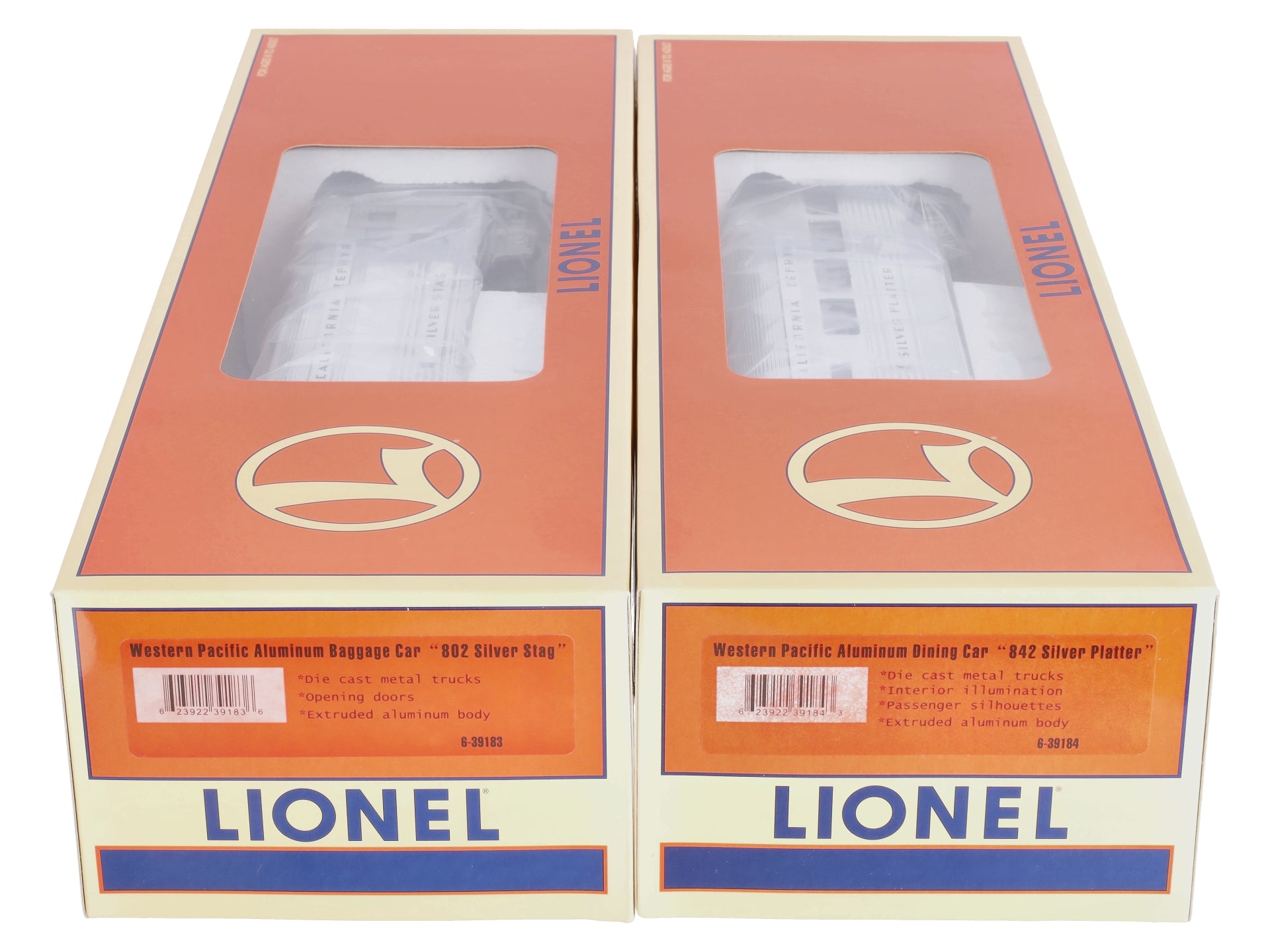 Lionel 6-39182 O Gauge Western Pacific Aluminum Passenger Car (Pack of 2) NIB