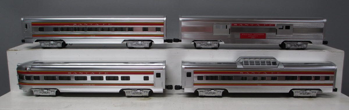 MTH 20-6021 O Santa Fe 60' Aluminum Passenger Car Set (Set of 4) LN/Box