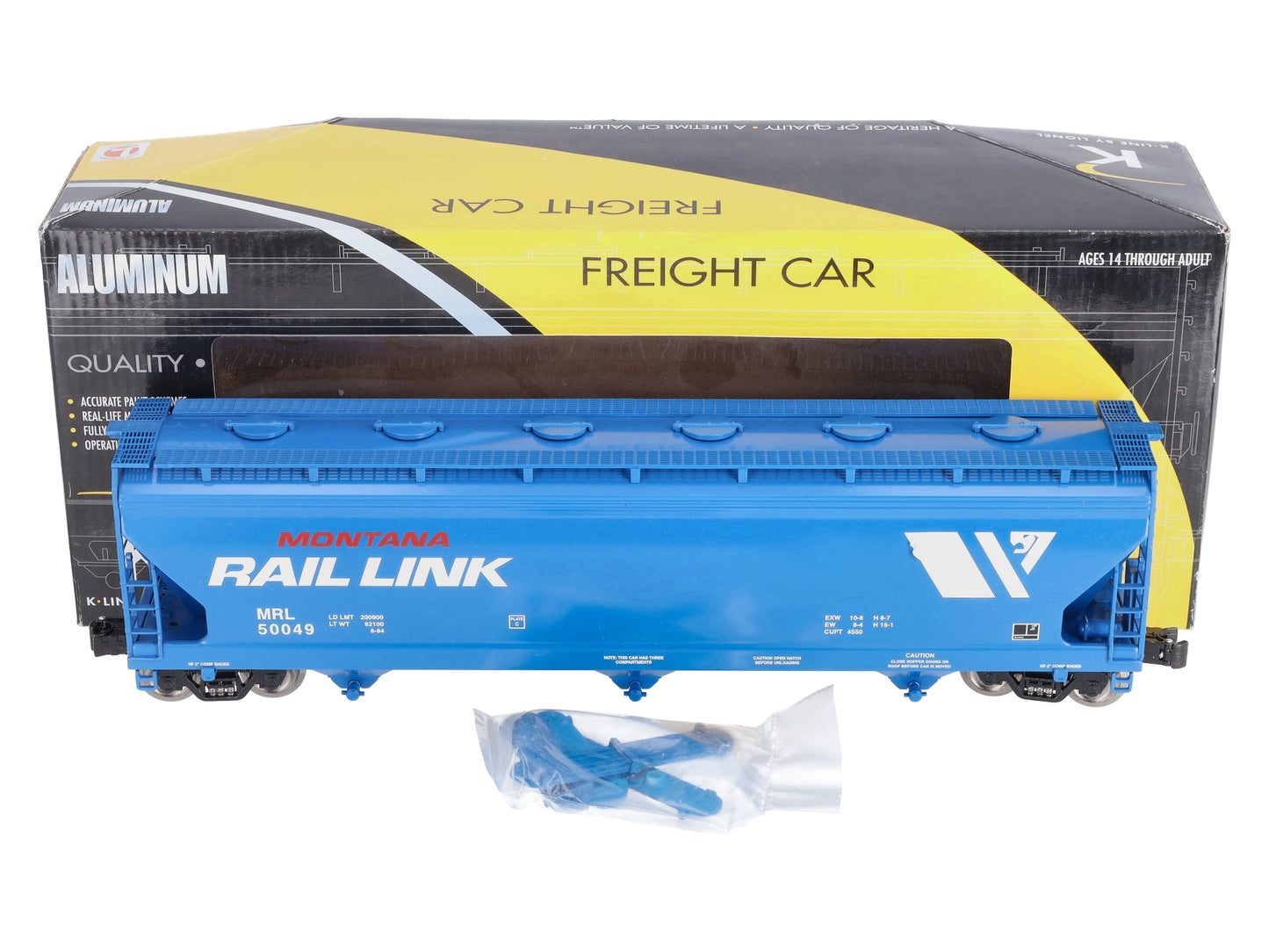 Lionel K-Line 6-22294 Montana Rail Link 3-Bay Modern Aluminum Hopper Car #50049