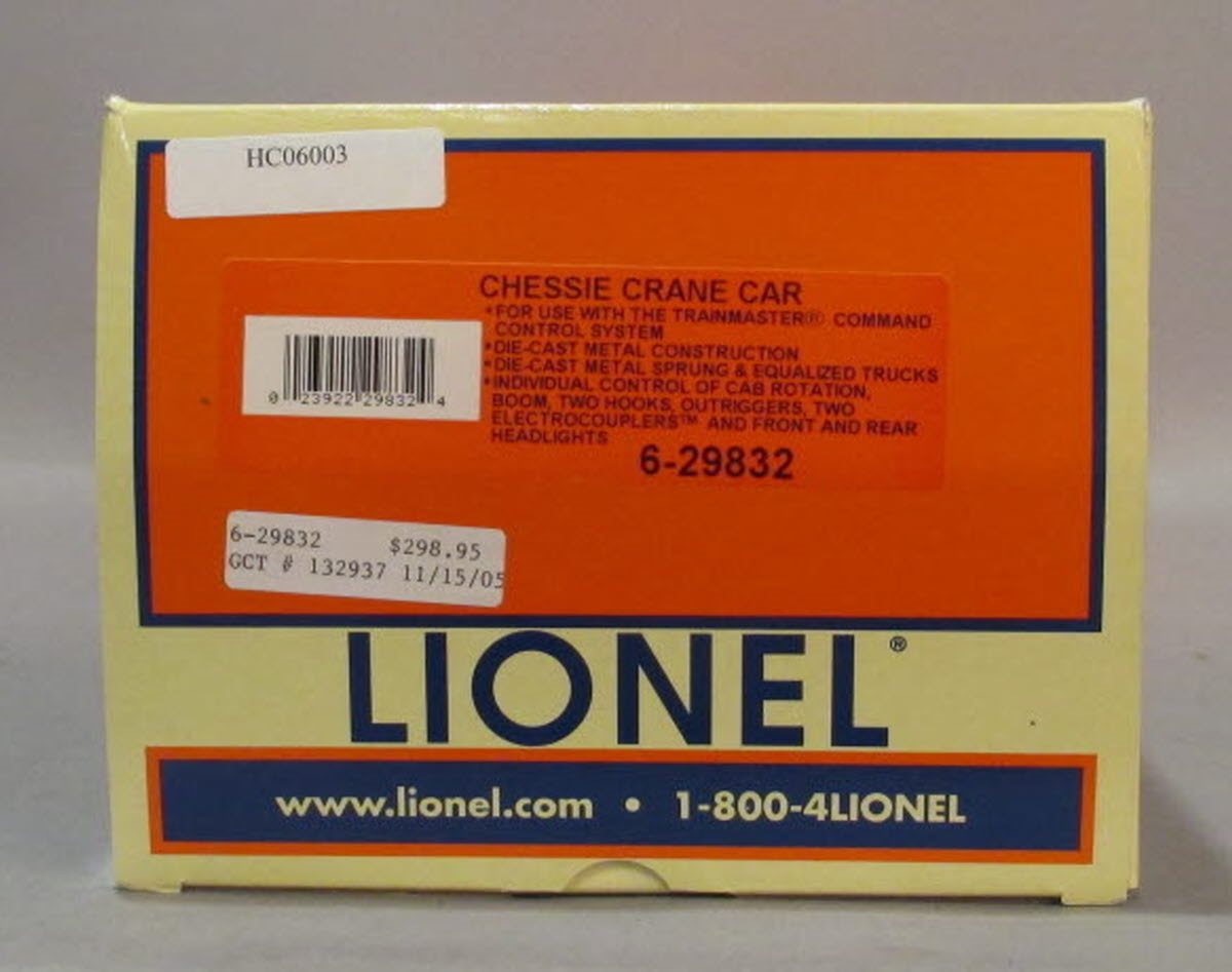 Lionel 6-29832 O Gauge Chessie TMCC Crane Car EX/Box