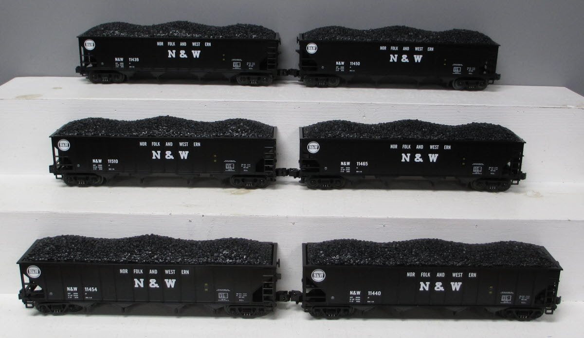 MTH 20-97062 O Gauge Norfolk & Western 4-Bay Hopper With coal Load 6-Car Set NIB