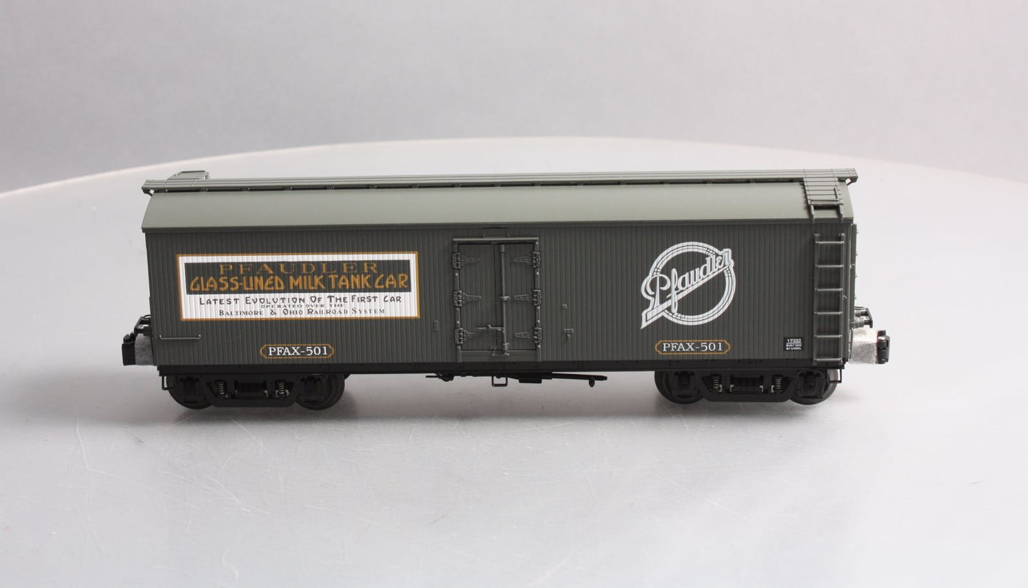 Lionel 6-17332 O Gauge Pfaudler Milk Billboard Refrigeraor Car w/ Tanks #501 NIB
