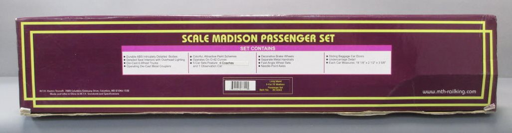 MTH 20-4043 O Long Island 70' Madison Passenger Car Set (Set of 5) LN/Box