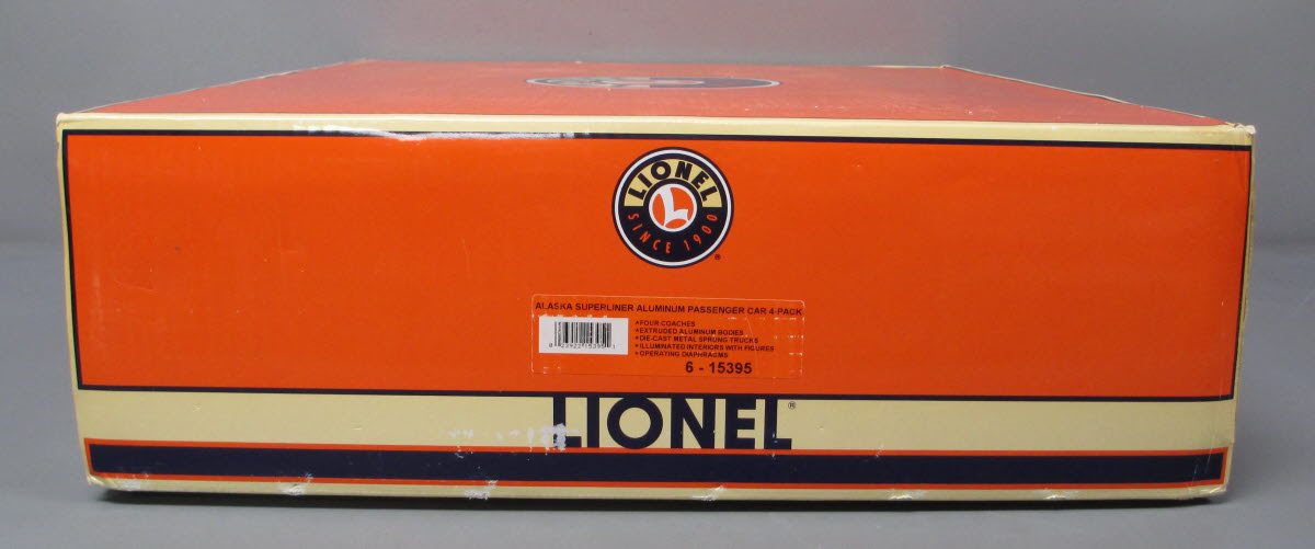 Lionel 6-15395 O Gauge Alaska Superliner Aluminum Passenger 4-Car Set LN/Box