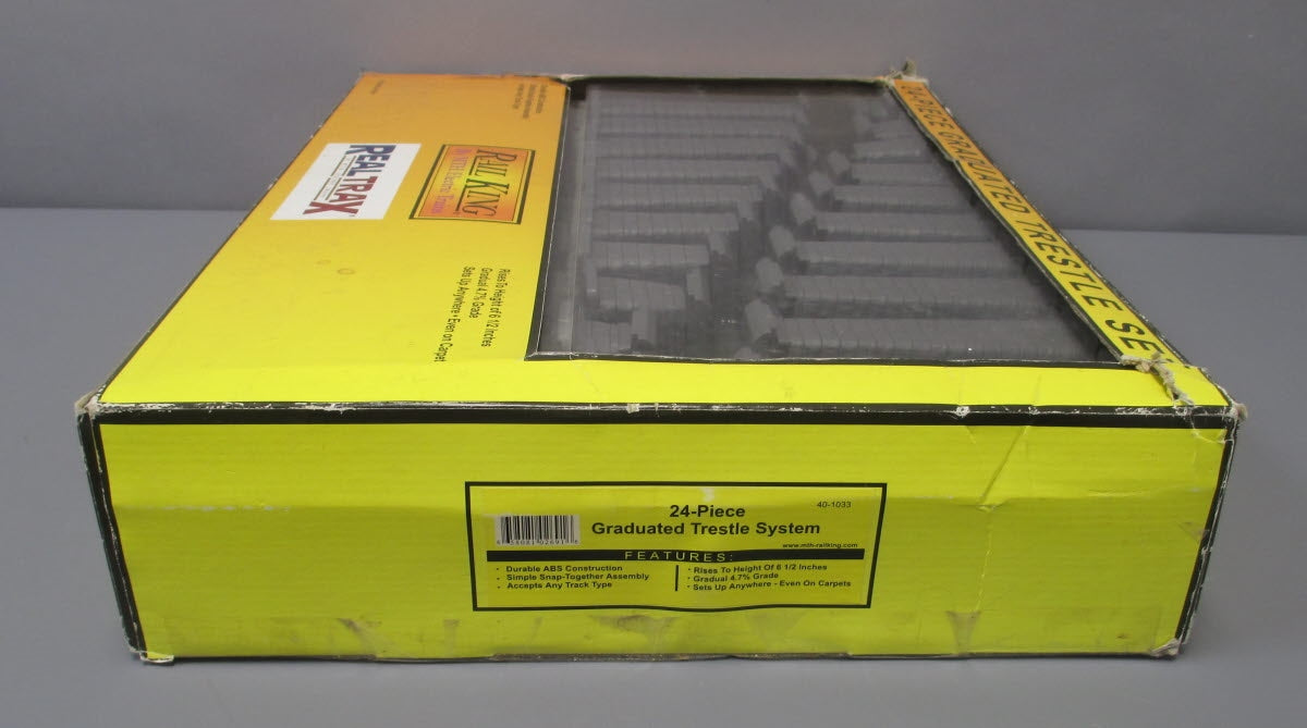 MTH 40-1033 O RealTrax - 24-Piece Graduated Trestle System Set LN/Box