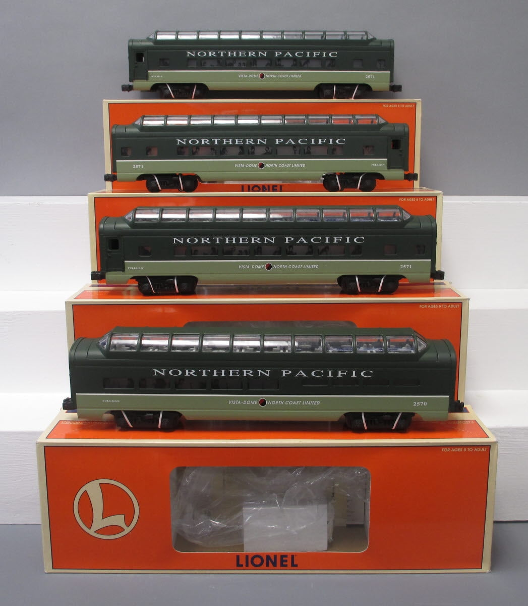 Lionel 6-19166 O Northern Pacific Aluminum Full Vista Dome 4-Car Passenger Set LN/Box