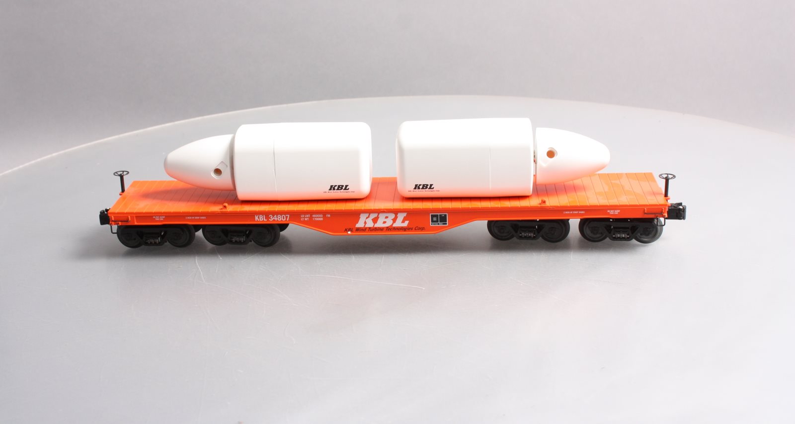 Lionel 6-22584 O KBL Wind Turbine Technologies 16-Wheel Flatcar w/ 2 Turbines LN/Box