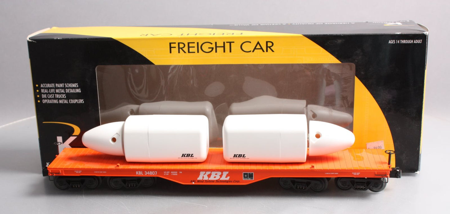 Lionel 6-22584 O KBL Wind Turbine Technologies 16-Wheel Flatcar w/ 2 Turbines LN/Box
