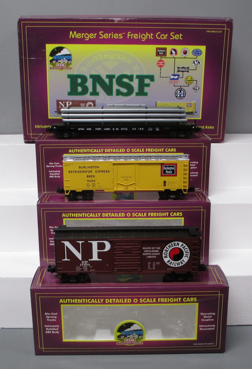 MTH 20-90007 O Burlington Northern Merger SeriesT Freight Car Set (Set of 3) MT/Box