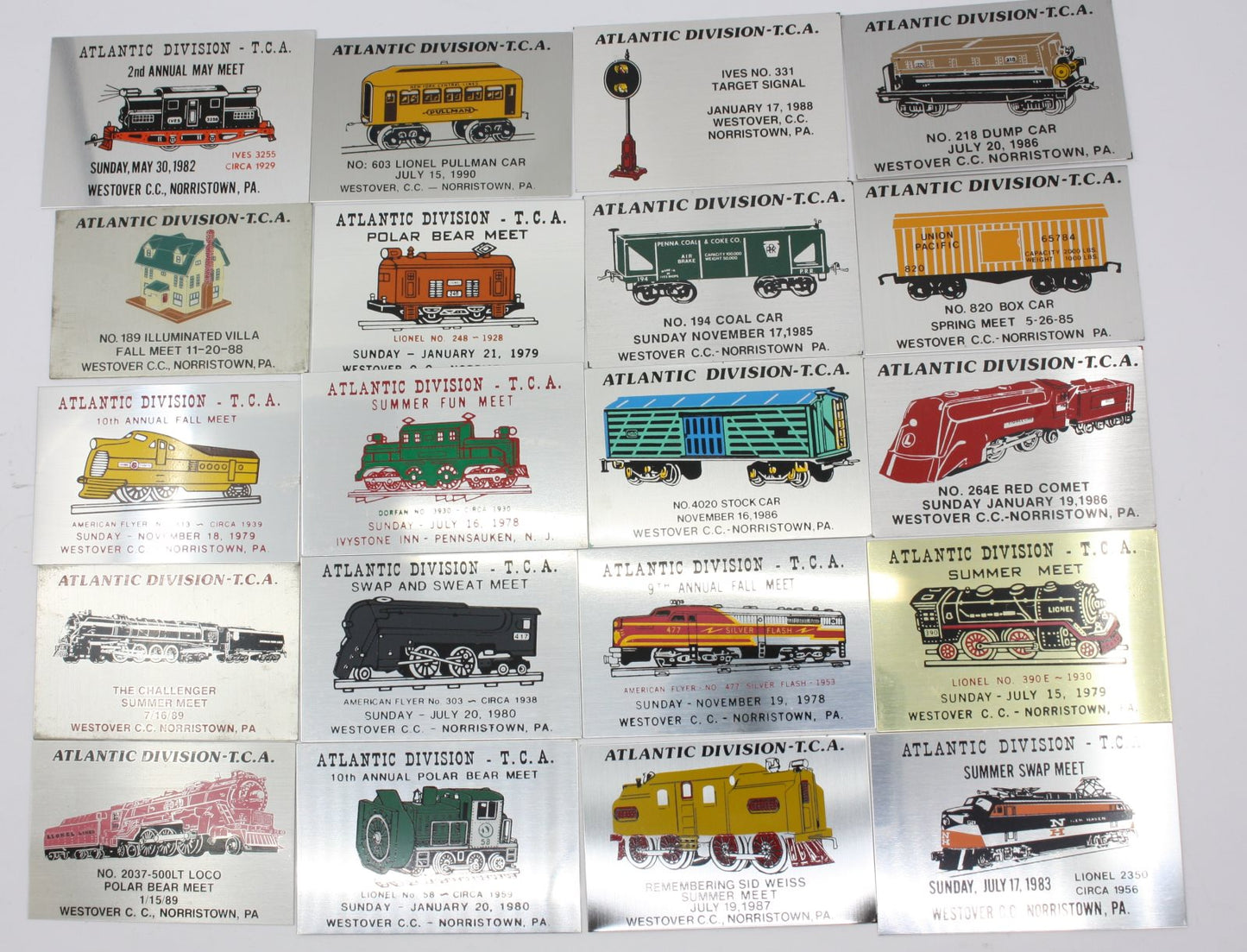 Lionel 47 Atlantic Division TCA Aluminum Train Meet Plates (Set of 47)