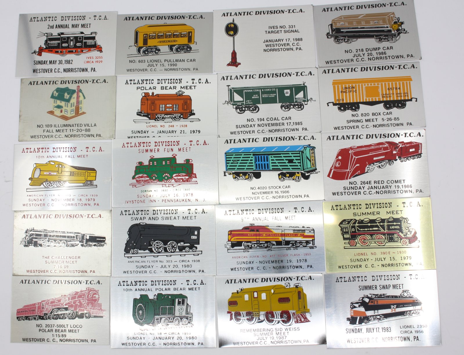 Lionel 47 Atlantic Division TCA Aluminum Train Meet Plates (Set of 47)