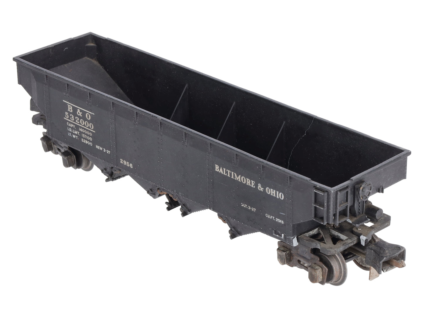 Lionel 2956 Vintage O Prewar Baltimore & Ohio Semi-Scale Die-Cast 4-Bay Hopper VG