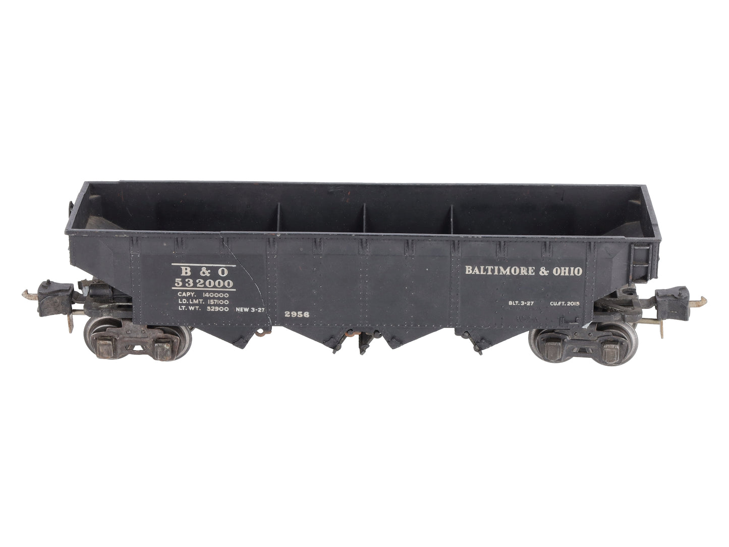 Lionel 2956 Vintage O Prewar Baltimore & Ohio Semi-Scale Die-Cast 4-Bay Hopper VG