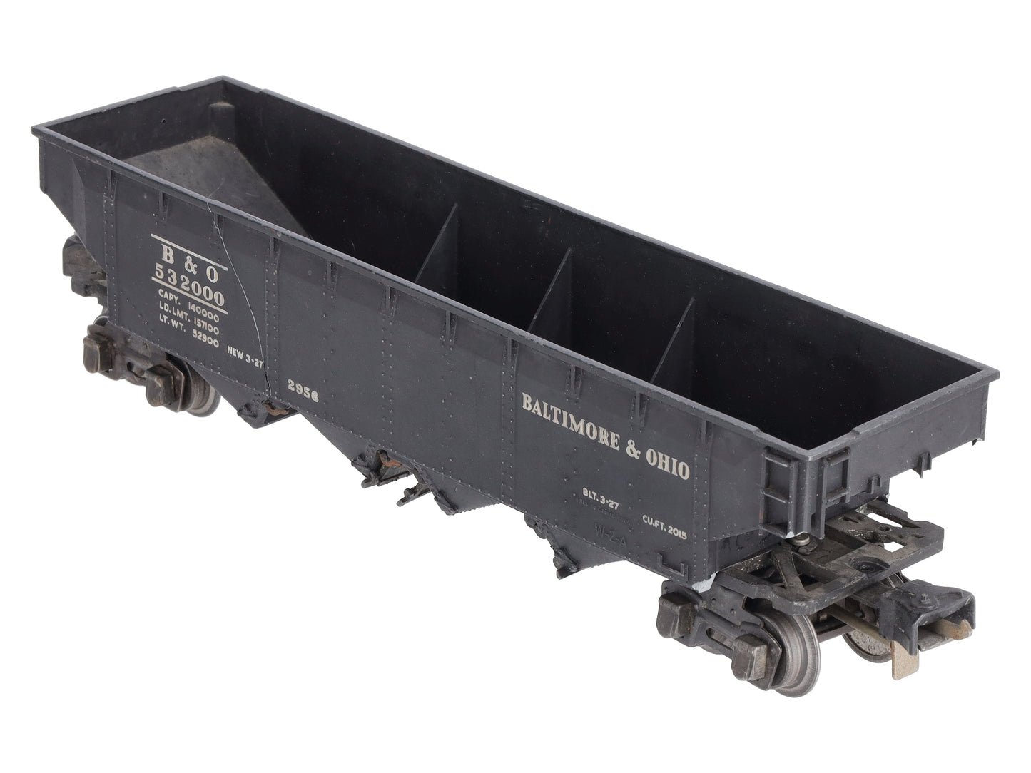 Lionel 2956 Vintage O Prewar Baltimore & Ohio Semi-Scale Die-Cast 4-Bay Hopper VG