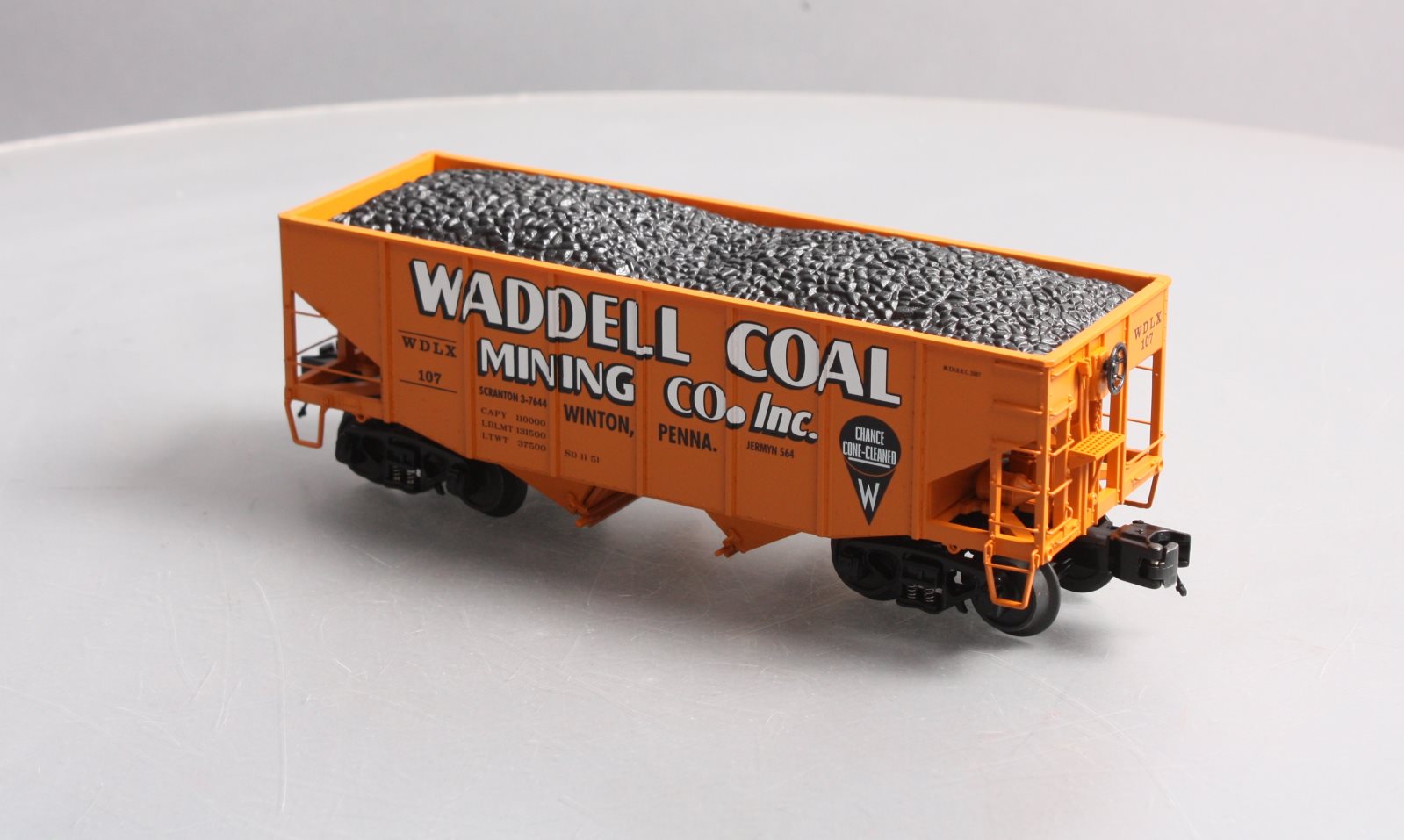 MTH 20-97200 O Waddell Coal MTHRRC 2007 Fish Belly Hopper Car w/Load #107 LN/Box