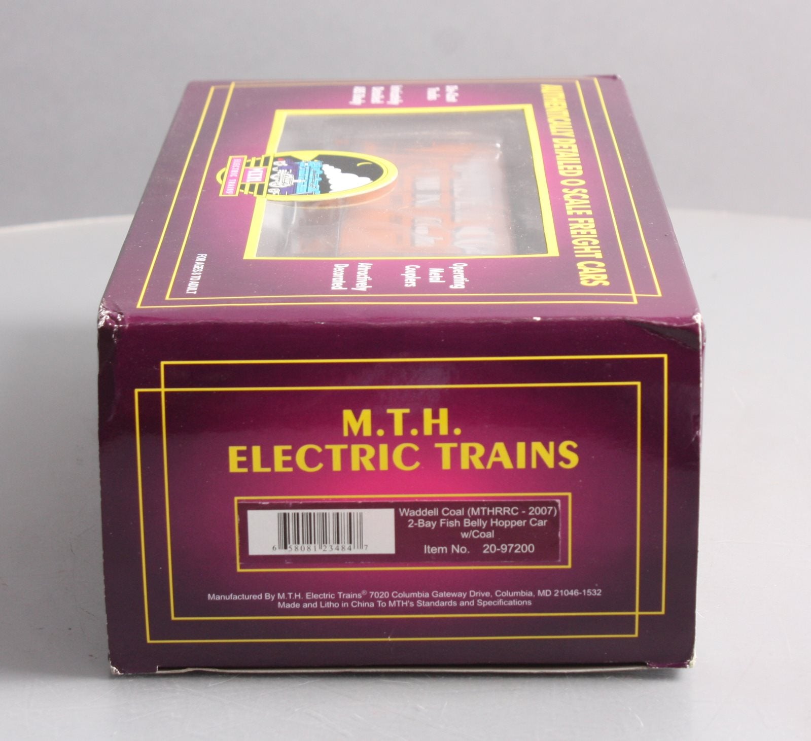 MTH 20-97200 O Gauge Waddell Coal MTHRRC 2007 Fish Belly Hopper Car w/Load #107 LN/Box