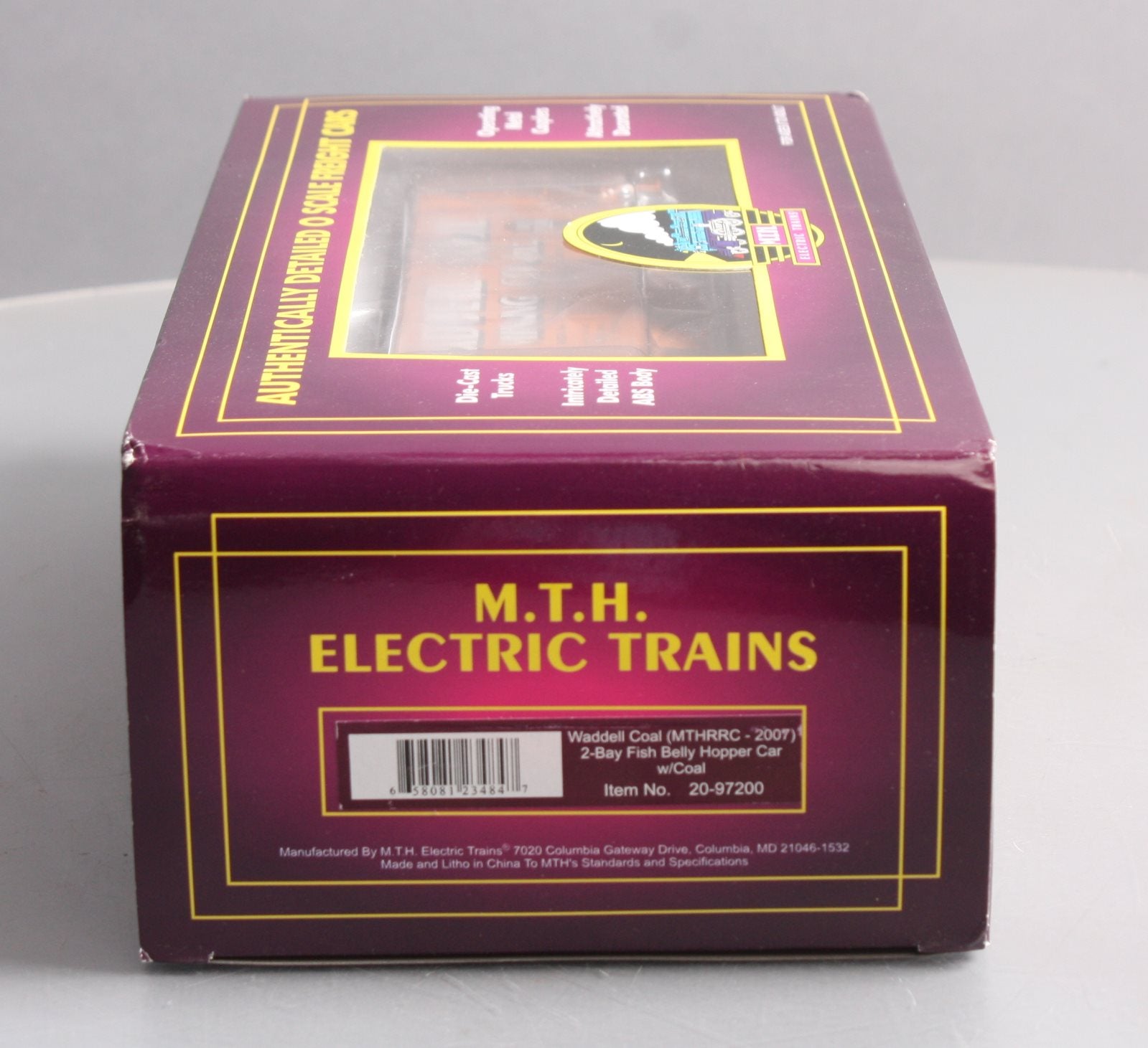 MTH 20-97200 O Gauge Waddell Coal MTHRRC 2007 Fish Belly Hopper Car w/Load #107 LN/Box