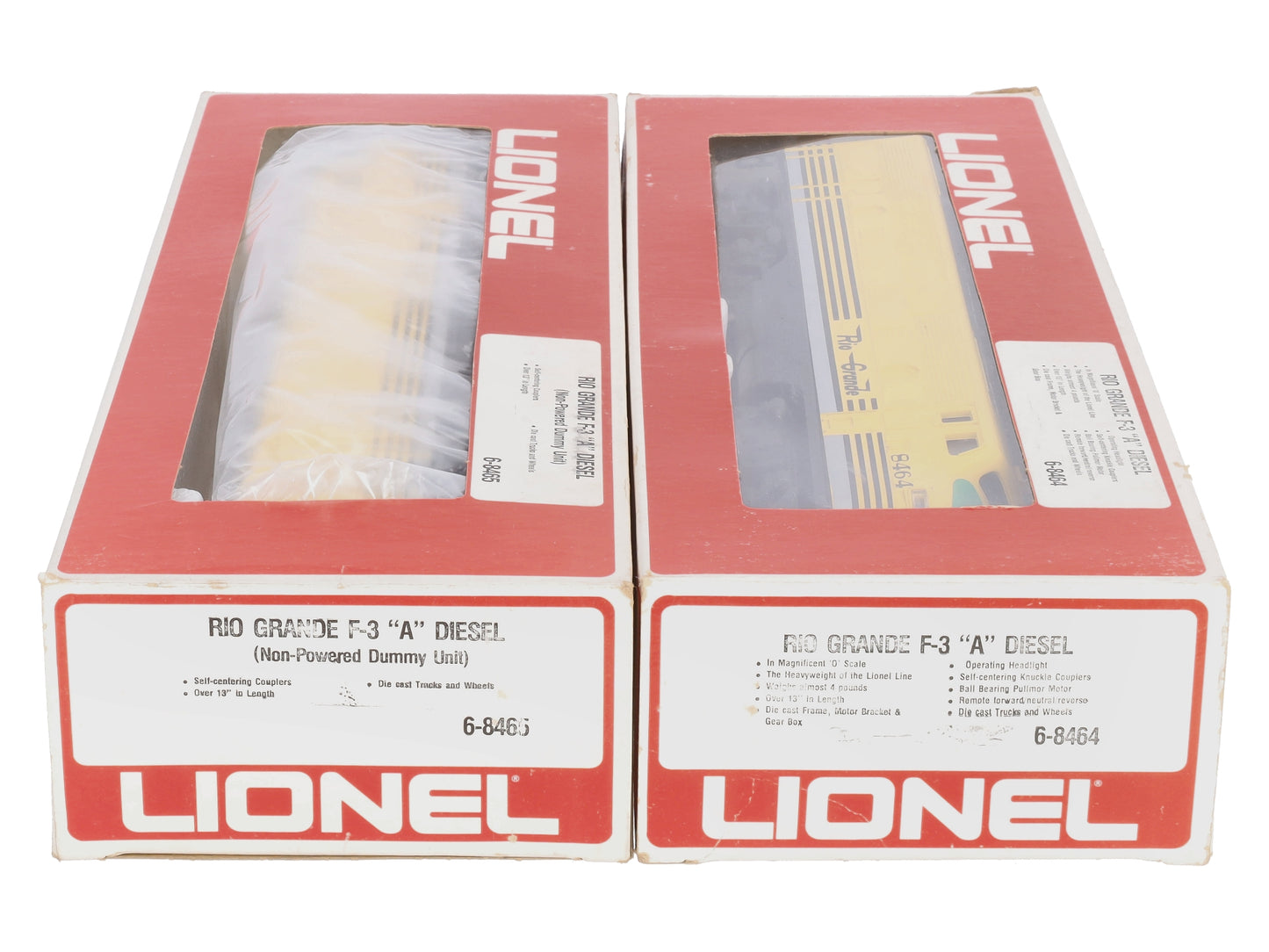 Lionel 6-8464 & 6-8465 O Gauge Rio Grande F3 AA Powered Diesel Locomotive Set EX/Box