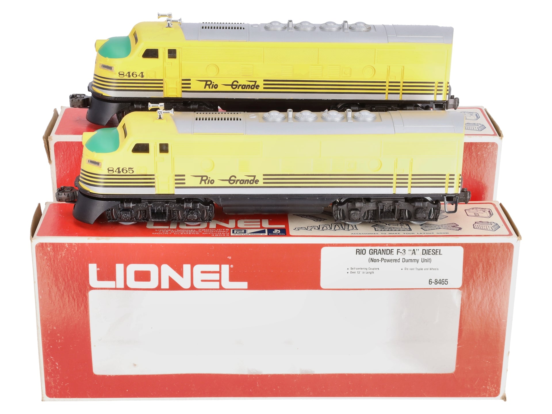 Lionel 6-8464 & 6-8465 O Gauge Rio Grande F3 AA Powered Diesel Locomotive Set EX/Box