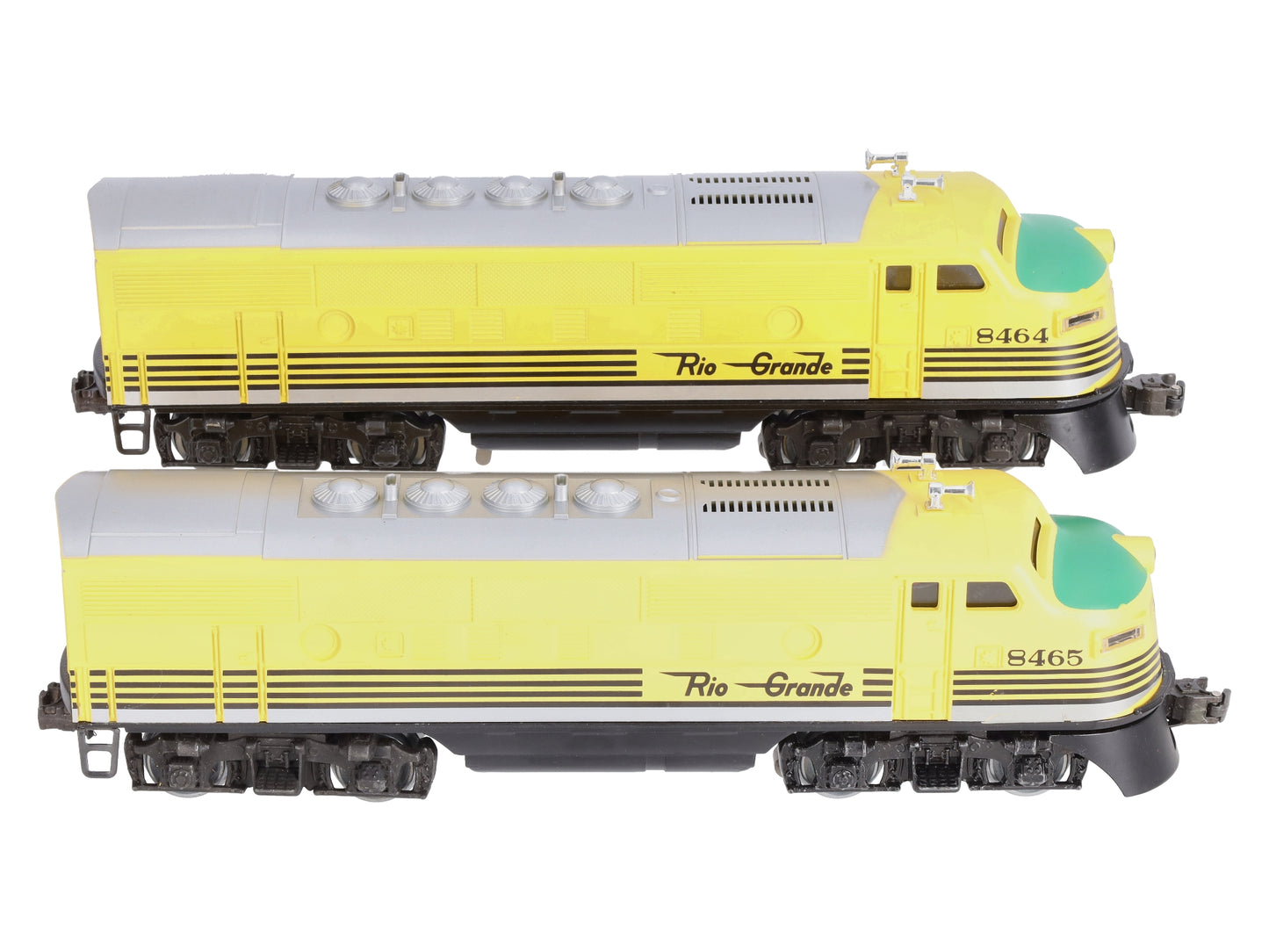 Lionel 6-8464 & 6-8465 O Gauge Rio Grande F3 AA Powered Diesel Locomotive Set EX/Box
