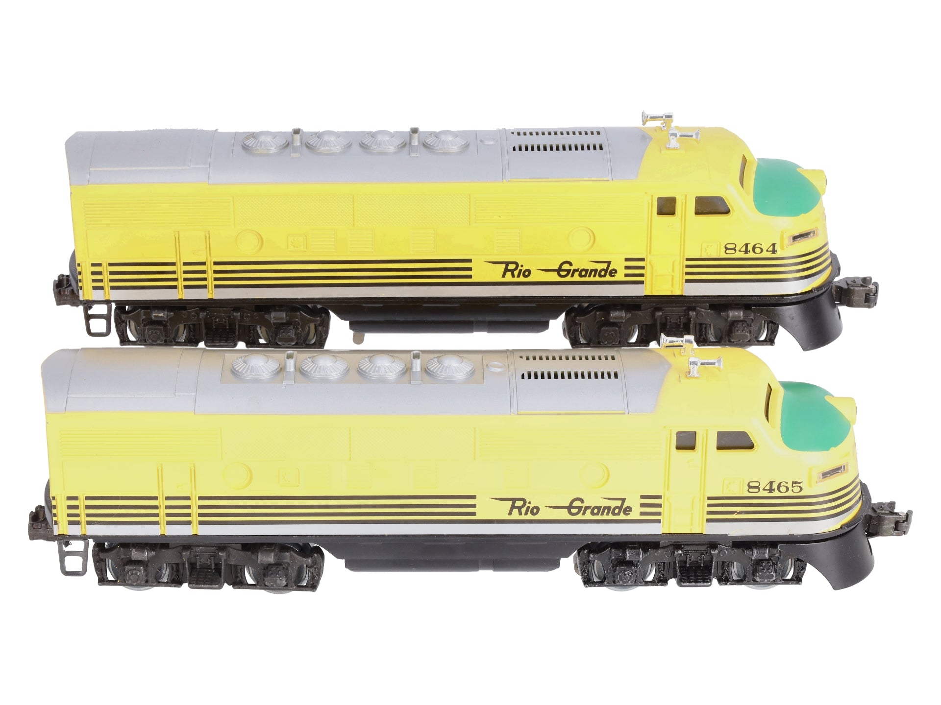 Lionel 6-8464 & 6-8465 O Gauge Rio Grande F3 AA Powered Diesel Locomotive Set EX/Box
