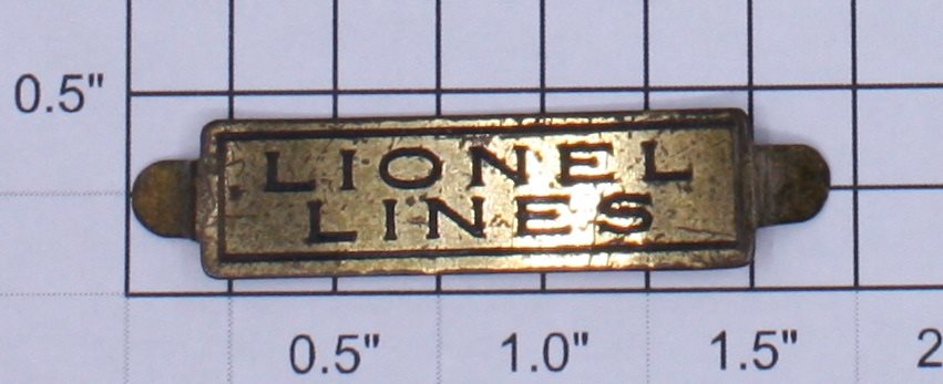 Lionel 513-9B Brass Lionel Lines Nameplate