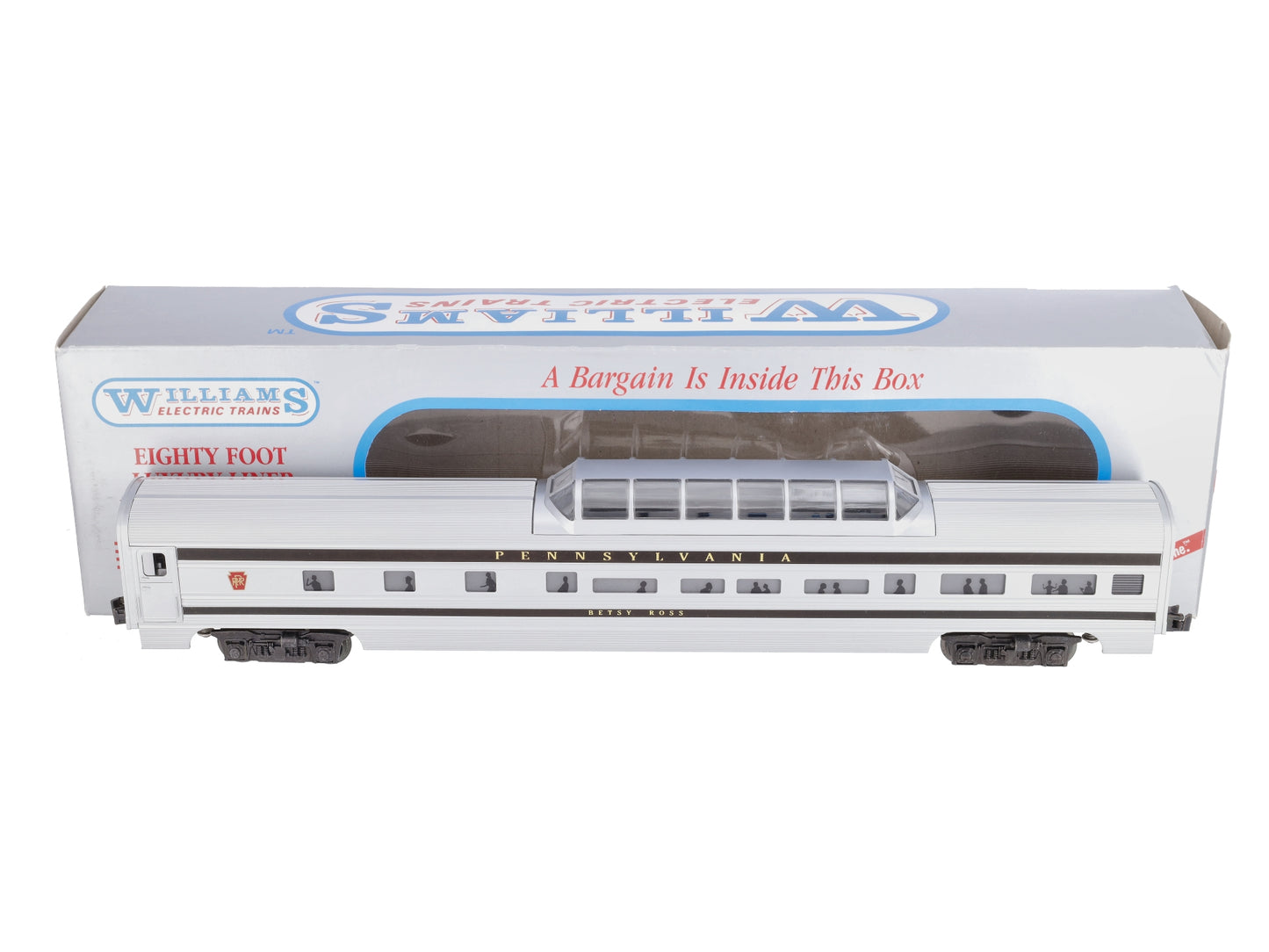 Williams O Gauge Pennsylvania 'Betsy Ross' 80ft Vista Dome Passenger Car LN/Box