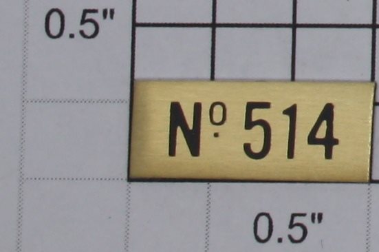 Lionel 514-5 No.514 Brass Nameplate with Adhesive