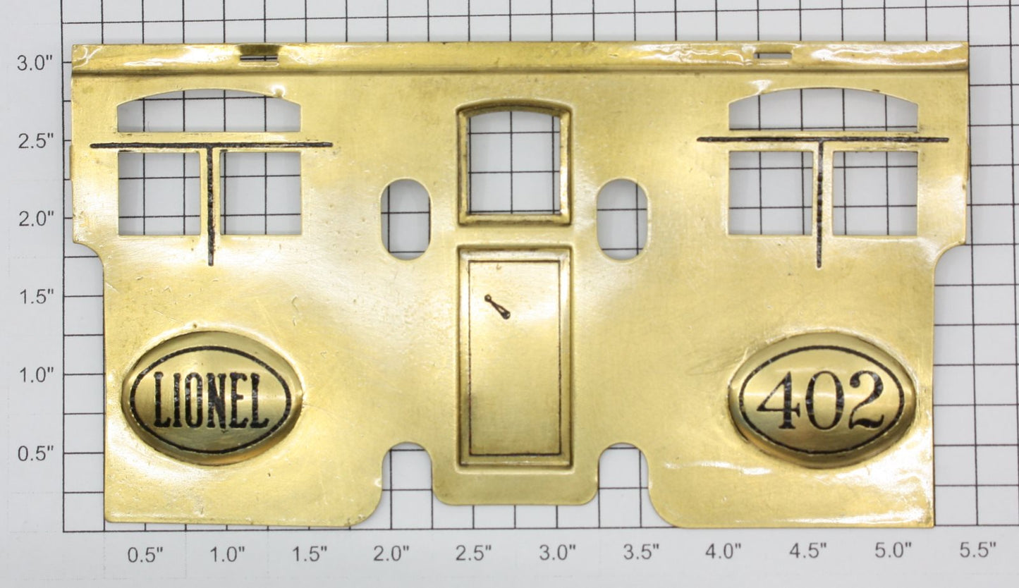 Lionel 402-2 #402 Brass Door and Number Plate Insert with Black Detailing