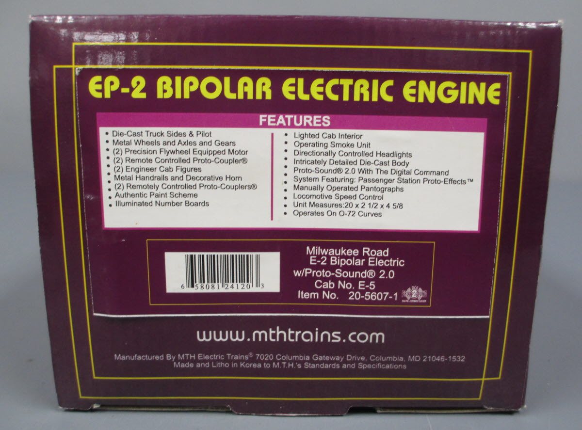 MTH 20-5607-1 O Milwaukee Bipolar Electric Locomotive EP-2 w/Proto-Sound 2.0 #E5