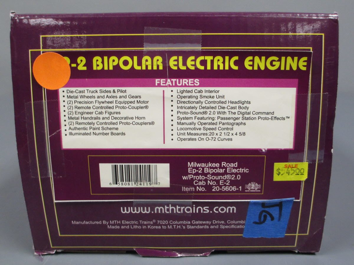 MTH 20-5607-1 O Milwaukee Bipolar Electric Locomotive EP-2 w/Proto-Sound 2.0 #E5