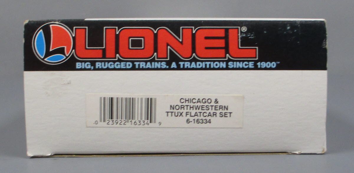 Lionel 6-16334 O Gauge Chicago & Northwestern TTUX Flat Cars with Trailers NIB